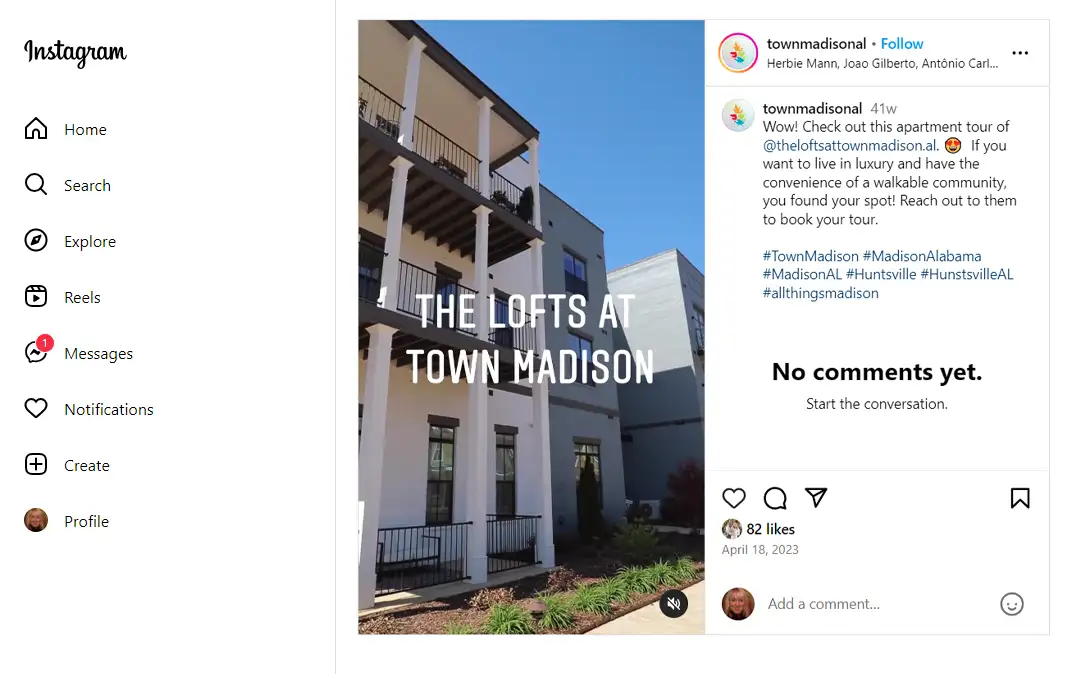 social media content marketing showcasing Town Madison apartments, created by leading location marketing agency Red Sage