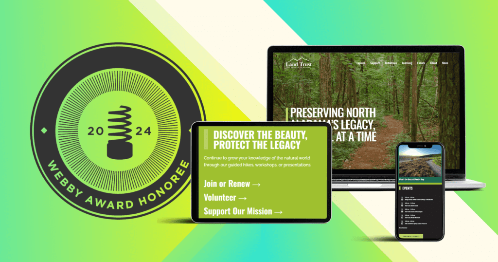 Graphic of Webby Honoree logo and award winning website