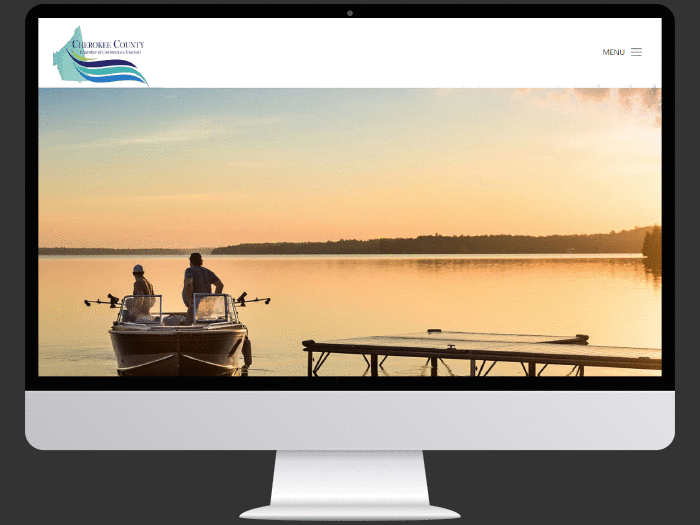 an image of Cherokee County Chamber of Commerce & Tourism's homepage, a travel and tourism website designed by Red Sage