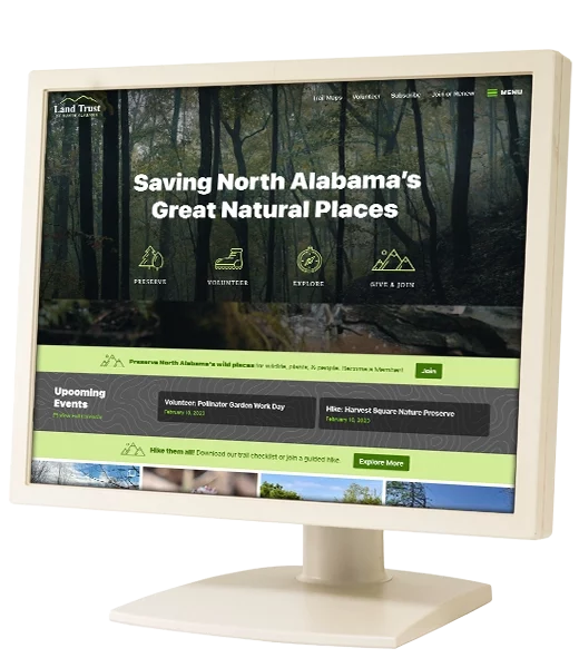 this old Land Trust of North Alabama website was outdated, so destination branding agency Red Sage was hired to help